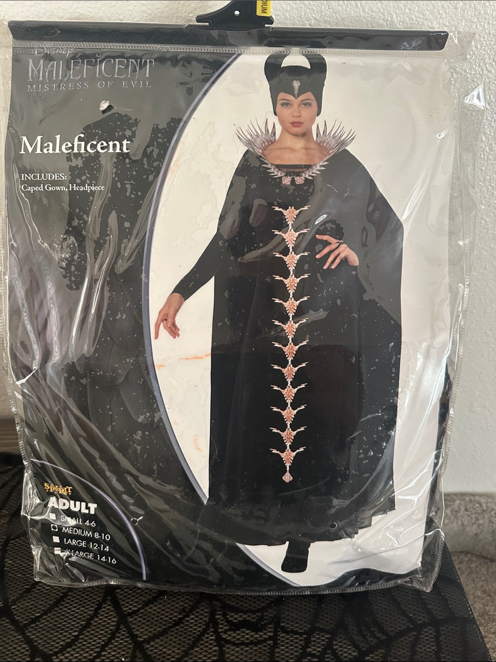 Spirit Maleficent Black Cape Gown Costume with Metallic Trim